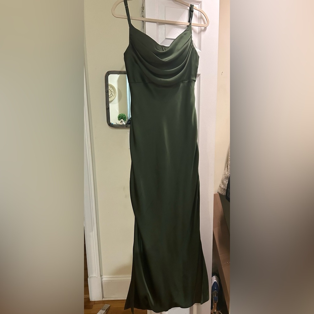 Green satin revelry dress